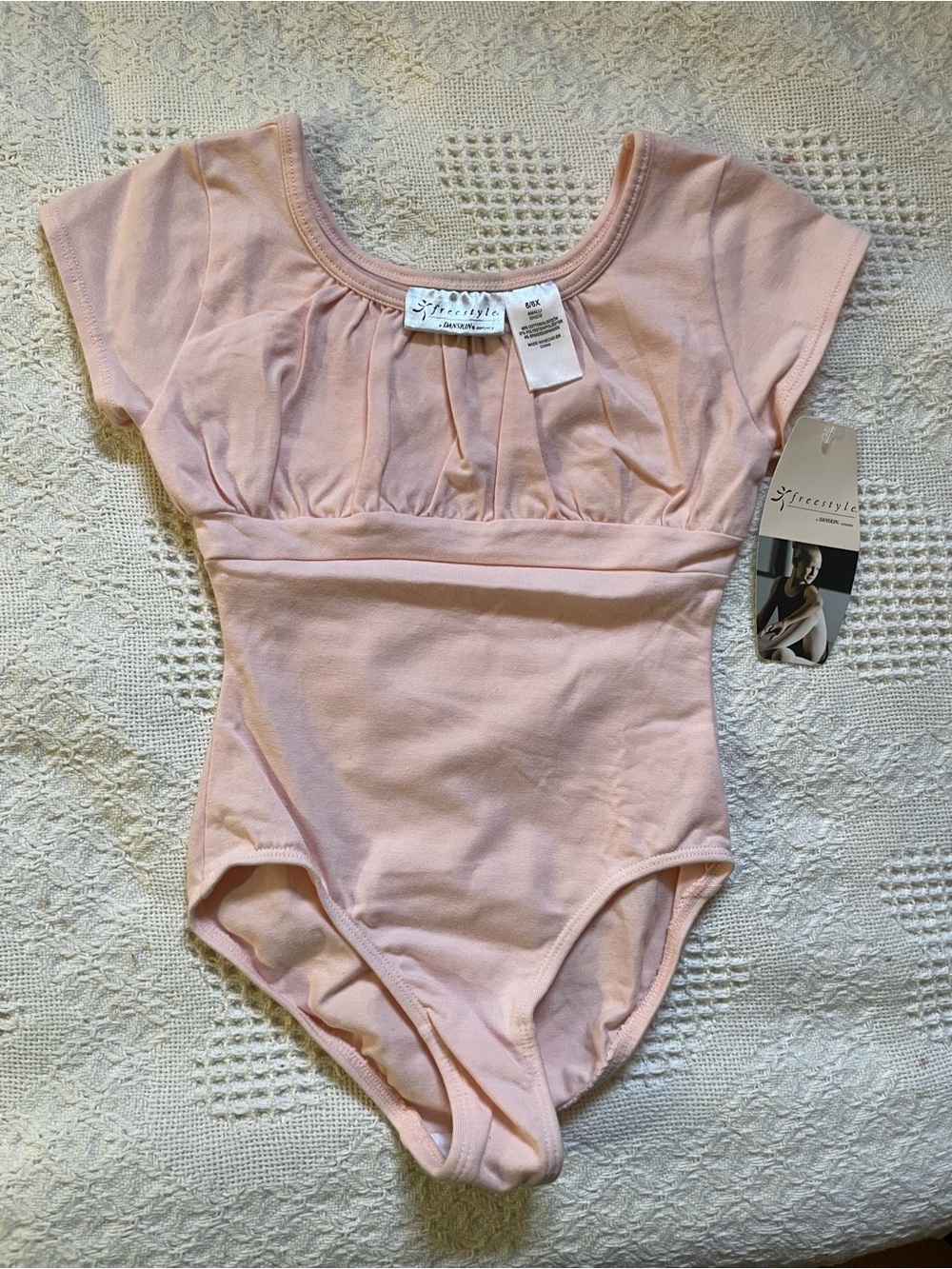 NWT Danskin Freestyle Girls Short Sleeve Pink Leotard Size Small 6/6X
